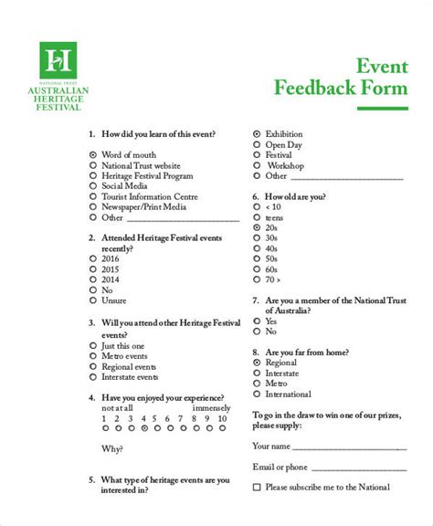 FREE 9+ Sample Event Feedback Forms in MS Word | PDF