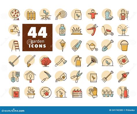 Conjunto De Iconos Vectoriales De Jardiner A Y Plantaci N Ilustraci N