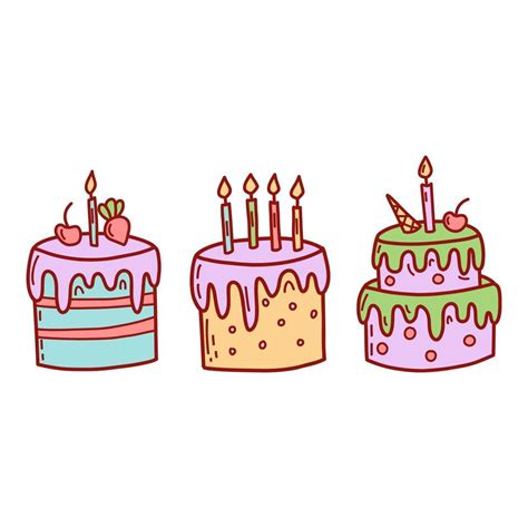 Set of cute cakes. Flat vector illustration 10577481 Vector Art at Vecteezy