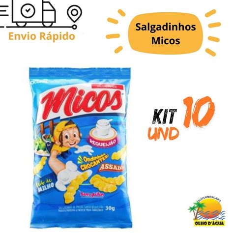 Kit 10 Salgadinhos Micos Cada Um 30g NOVA GRAMATURA 28G Shopee