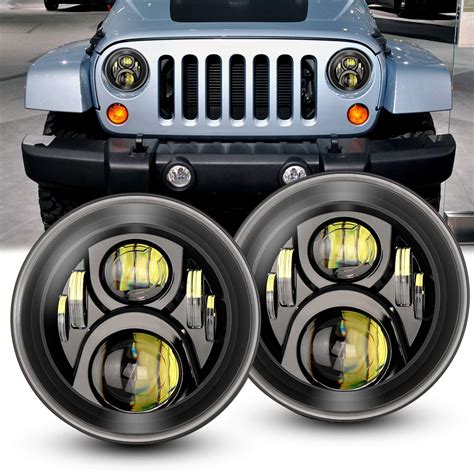 Buy Dot Approved Inch Black Led Headlights For Jeep Wrangler Round