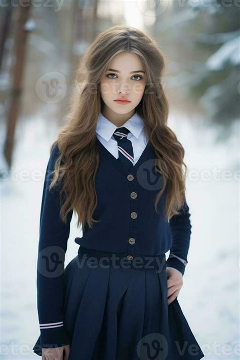 AI generated a beautiful Russian high school student girl in school ...