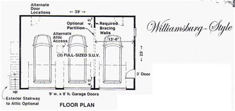 3 Car Colonial Style Garage Plans 975 3 39′ X 25′ By Behm