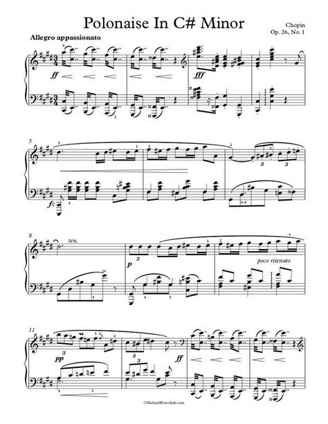 Free Piano Sheet Music Polonaise In C Minor Op 26 No 1 Chopin