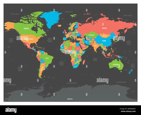 World map. High detailed political map of World with country, capital ...