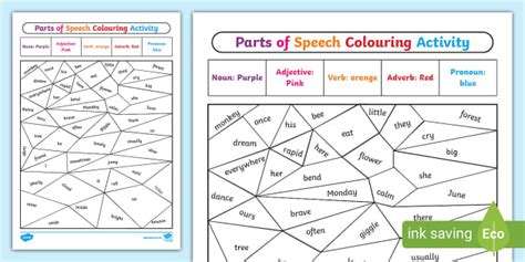 Parts Of Speech Colouring In Teacher Made Twinkl