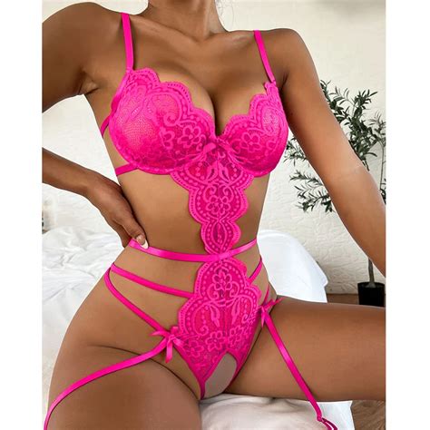 Heißer Erotische Sexy Dessous Set Frauen Push Up Bh Strumpfband Set