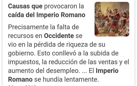 Cu Les Fueron Las Causas O Factores De La Ca Da Del Imperio Romano De