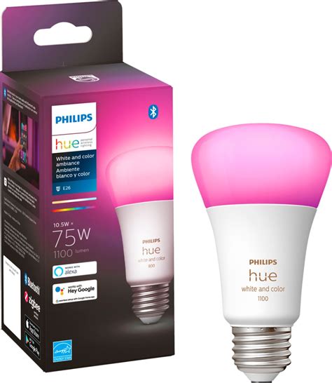 Customer Reviews: Philips Hue White and Color Ambiance A19 Bluetooth 75W Smart LED Bulb 563254 ...