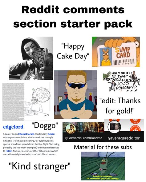 Reddit Comments Section Starter Pack Rstarterpacks