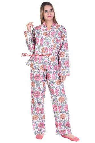 Vishal Handicraft Multicolor Cotton Hand Block Print Women Pajama Set