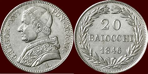 1846 Italy Papal States Gregorius Xvi 1831 1846 20 Baiocchi 1846