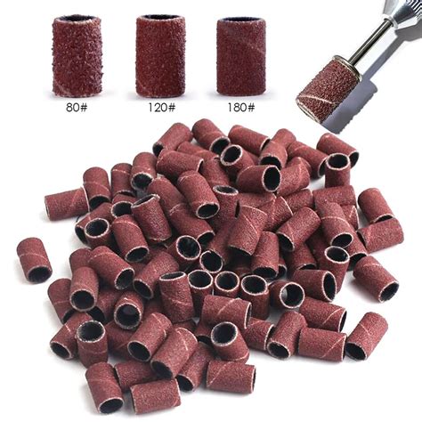 100 50pc Sanding Cap Bands For Electric Manicure Machine 180 120 80