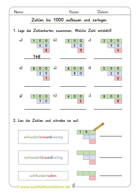 Zahlen Bis Aufbauen Und Zerlegen Kostenloses Arbeitsblatt Zum