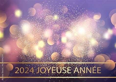 carte ou bandeau pour souhaiter une joyeuse année 2024 en or sur une