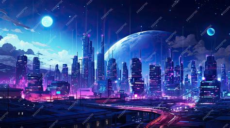 A futuristic cyberpunk inspired cityscape at night | Premium AI ...