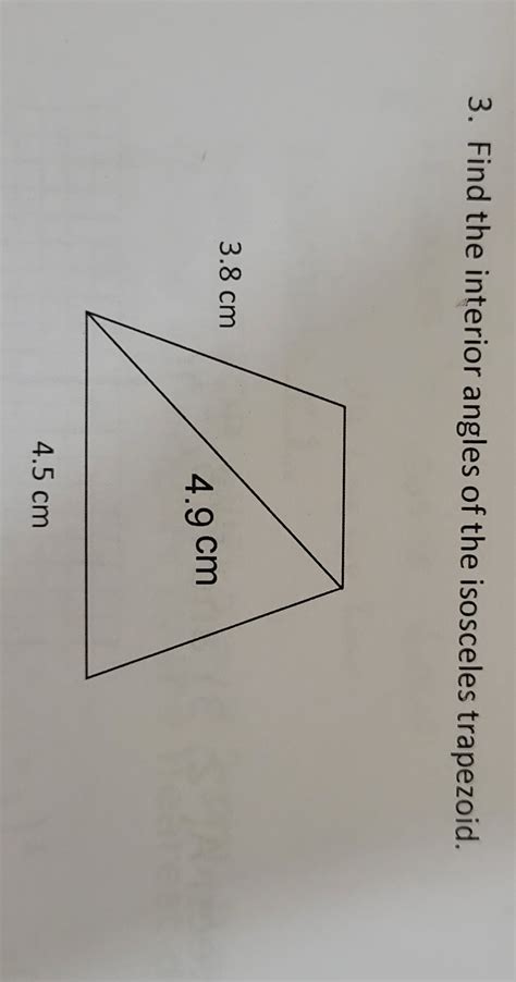 Solved Find the interior angles of the isosceles trapezoid. | Chegg.com