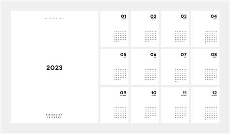 Calendar 2023 Trendy Minimalist Style. Set of 12 pages desk calendar ...