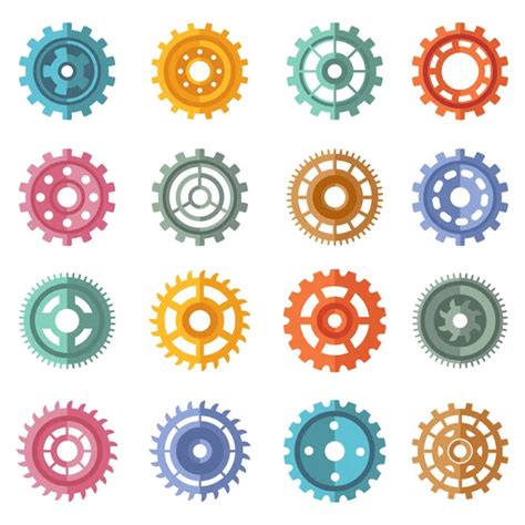 Cogs Wheels And Gears Icons Set Stock Vector Image By Macrovector