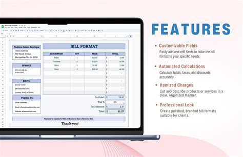 Bill Format Template in Excel, Google Sheets - Download | Template.net