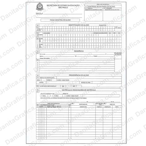DanitaGrafica :: Ficha Cadastral do Aluno Modelo 72 - Com 100 Unidades