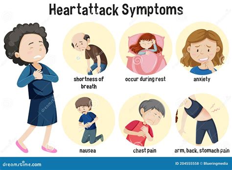 Infografía De Los Síntomas Del Infarto Ilustración Del Vector