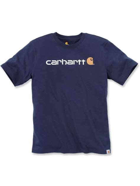 Carhartt Schweres Workwear T Shirt Emea Core Logo 103361 Navy Blau