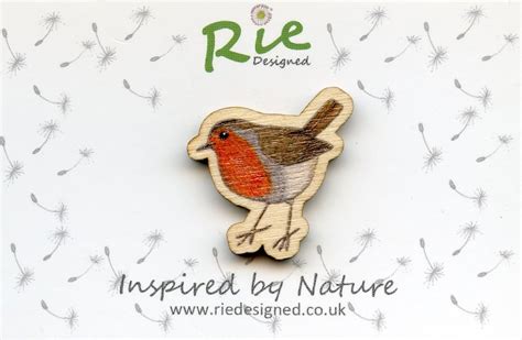 Robin Brooch Wooden Garden Bird Wood Pin Badge Robin Etsy