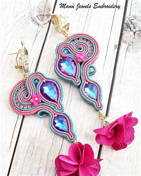 Fuchsia Blue Soutache Earrings Available In My Etsy Shop