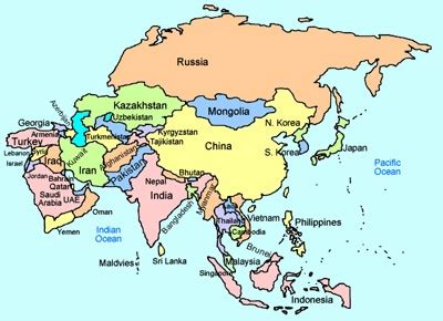 Asia Interactive Map: Click on a Country in Asia to learn all about it