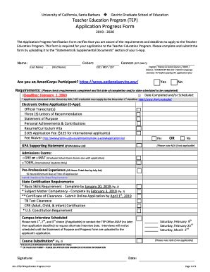 Fillable Online Education Ucsb Tep Application Progress Form Ke Fax