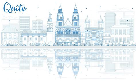 Outline Quito Skyline with Blue Buildings and Reflections. 15333043 ...