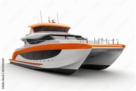 Highspeed Catamaran Modern Seafaring 3d Realistic Isolated On White