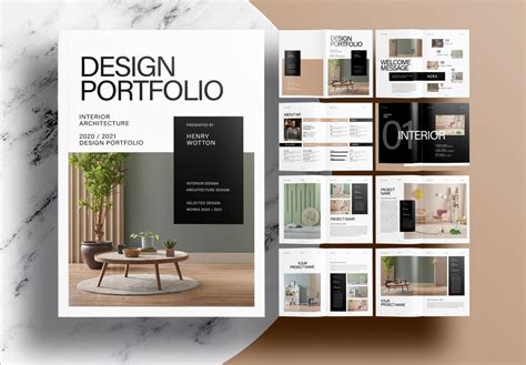 Interior Design Portfolio Template Indesign | Cabinets Matttroy