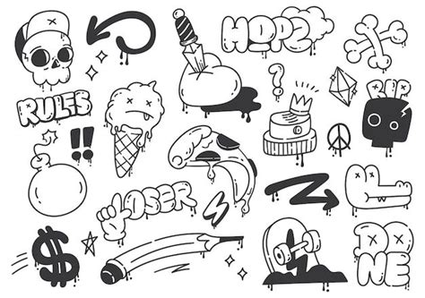 Premium Vector Set Of Hand Drawn Graffiti Doodle Vector Illustration