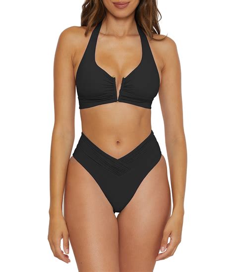 Becca By Rebecca Virtue Color Code Viviana Solid Plunge V Wire Shirred