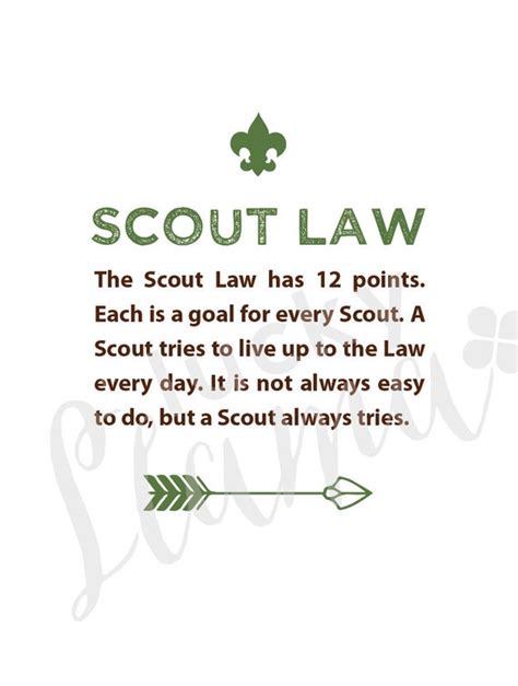 Boy Scout Oath and Law Printable Sign Instant Download - Etsy