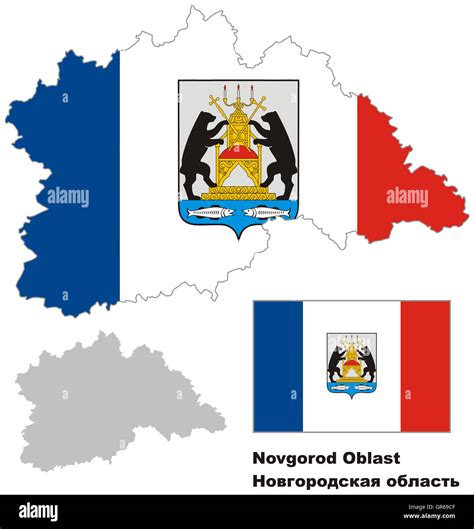 outline map  novgorod oblast  flag regions  russia vector illustration stock photo alamy