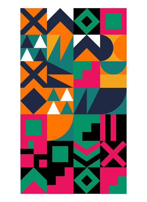 Abstract Geometric Pattern Design With Simple Geometric Shapes And