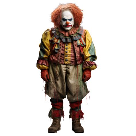 clown ghost front view png ,scary clown isolated on transparent background ,generative ai ...