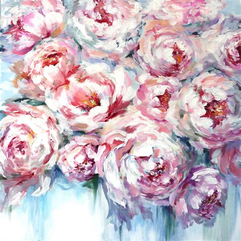 Peony Painting Floral Original Art Flowers Artwork Abstract Flowers Impasto Peony Wall Art Kraft