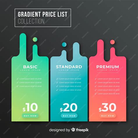 Tabelas de preços | Vetor Premium