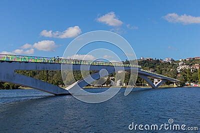 Pedro And Ines Pedestrian Bridge In Coimbra, Over The Mondego River ...