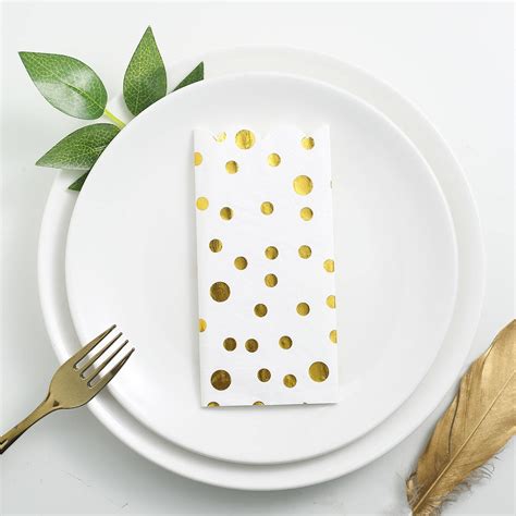 Buy 20 Pack 3 Ply Metallic Gold Dotted Paper Dinner Napkins Wedding