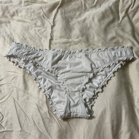 White Ruffled Cheeky Bikini Bottoms Washed But Depop