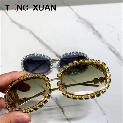 2023 Fashion Sun Glasses Oversized Bling Bling Diamond Big Frame Square Glitter Rhinestone