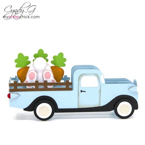 Easter Truck Slimline Box Card Svg