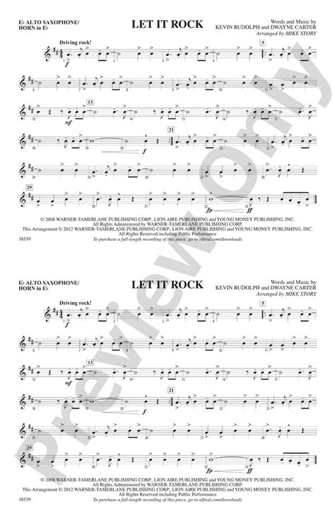 Let It Rock E Flat Alto Saxophone E Flat Alto Saxophone Part