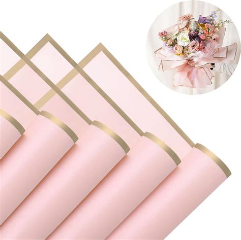 Amazon Gloreyan 20 Sheets Gold Edge Flower Wrapping Paper Pink