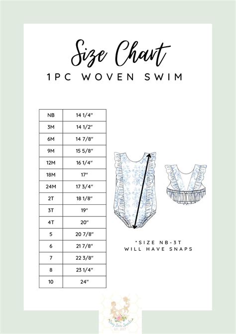 Girl 1pc Woven Swim Size Chart – Busy Bee Smocks!